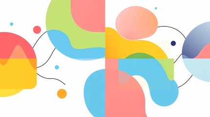 Geometric Symphony: A dynamic and playful composition of vibrant, abstract shapes. This visual symphony of color and form evokes a sense of creativity and modern design.