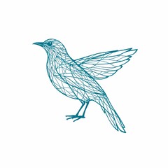Obraz premium Line Art Bird: A delicate line art illustration of a bird with wings spread in flight, capturing its elegant form and sense of motion.