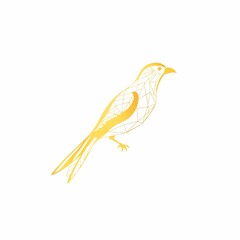 Fototapeta premium Golden Geometric Bird: a beautifully crafted illustration of a golden bird in a modern geometric style, its sleek lines and intricate patterns embodying elegance and artistry.