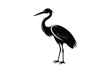 Obraz premium Black silhouette of a heron