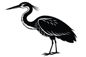 Obraz premium Black silhouette of a heron