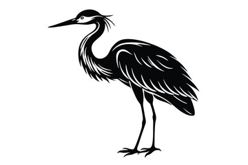 Obraz premium Black silhouette of a heron
