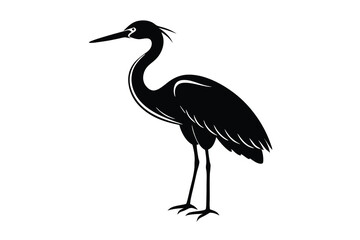 Obraz premium Black silhouette of a heron