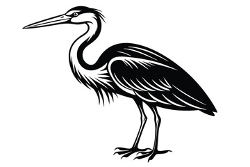 Fototapeta premium Black silhouette of a heron
