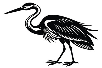 Obraz premium Black silhouette of a heron