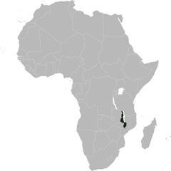 Fototapeta premium Detailed national location map of MALAWI within the great continent of Africa