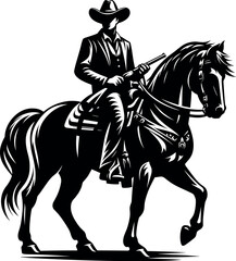 Cowboy riding a horse vector black silhouette cricut design for T-Shirt