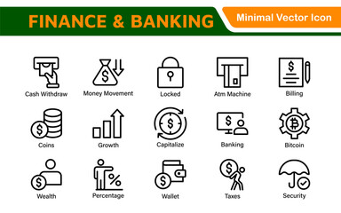 Finance and Accounting Icons Collection. Vector-Based Icons for Money Management, Investment, Taxes, and Business Finance