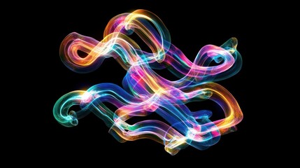 Fototapeta premium Abstract image showing flowing colorful glowing curves on black