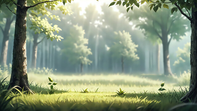 Arbor Day, saplings grow vigorously, sunshine fills the earth