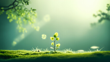 Arbor Day, saplings grow vigorously, sunshine fills the earth