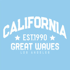 California typography college varsity, Vintage college style typography, Los Angeles slogan print, Retro varsity text for graphic tee t-shirt or sweatshirt hoodie, Long beach, summer vibes, Aloha surf