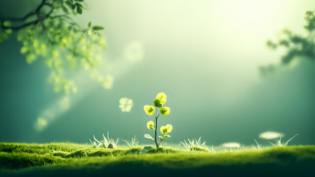 Arbor Day, saplings grow vigorously, sunshine fills the earth