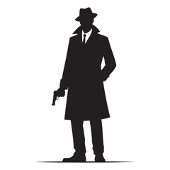 Cybercrime Detective silhouette, hunting down criminals in the digital world - Detective illustration - Minimalist Detective vector - Profession silhouette

