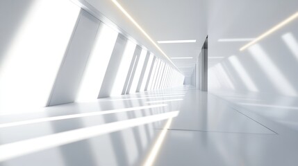 Obraz premium Modern architectural corridor with sleek lines and bright lighting creating depth