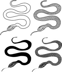 red snake vector and Cherry flower spring season vector illustration background.Poster design Red snake Reptile and Sakura flower for printing and tattoo.Year of snake