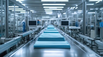 Cleanroom Production Line: Medical Fabric Conveyor Belt in Modern Factory