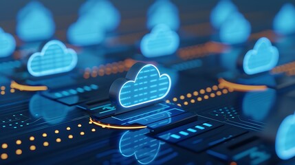 Innovative Digital Cloud Network with Abstract Technology Background for Modern Data Management Solutions