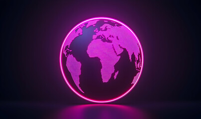 Neon Pink Globe with Digital Map Visualizing Global Connectivity