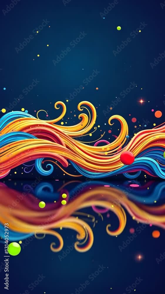 Fototapete A colorful design with a reflection of it. The reflection is in the water. There are many different colors in the design