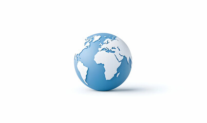 Fototapeta premium 3D Render of Blue and White Globe with Simple Ocean and Landmass Design