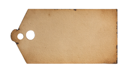 brown paper tag with punched hole isolated on white background