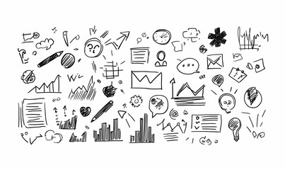 Hand-drawn Business Concept Background with Various Sketch Elements