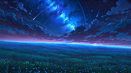 Fototapeta premium beautiful night sky anime background