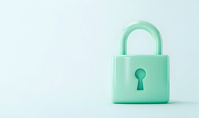 Mint Green Lock on Soft Light Background Symbolizing Security