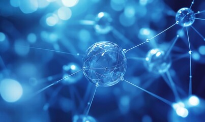 Obraz premium A blue sphere with a network of lines surrounding it