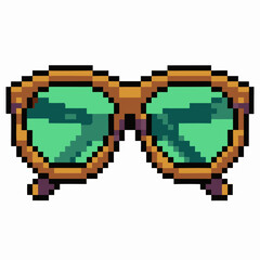 Retro Pixel Art Sunglasses with Green Lenses Nostalgic Summer Accessory Design