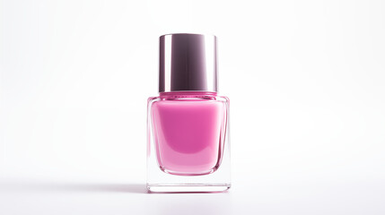 Pink Nail Polish Bottle Glass Silver Cap Beauty Product Manicure