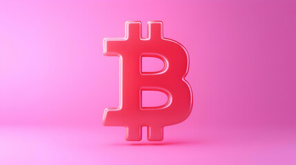 Obraz premium Vibrant Pink Bitcoin Symbol on Soft Pink Background for Cryptocurrency Lovers