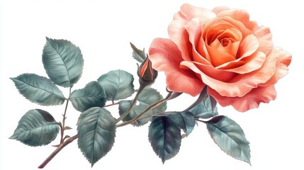 rose flower isolated,cartoon illustration style