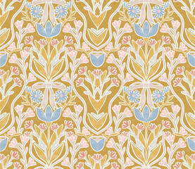 multi colored decorated hand drawn rendered traced allover ornamental base background repeat pattern geometrical texture border ethnic tribal creative Kalamkari design motif flower