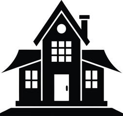 Home Silhouette Vector, Home Icon Symbol, House Black Vector Silhouette