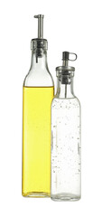 Oil and vinegar in bottles isolated on white