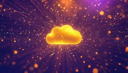 A golden cloud with a purple background