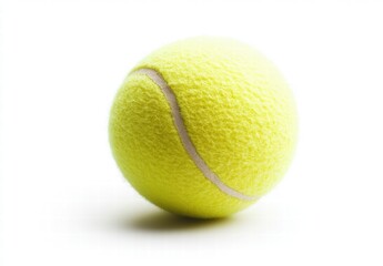 A tennis ball is sitting on a white background