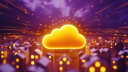 A yellow cloud is hovering over a cityscape