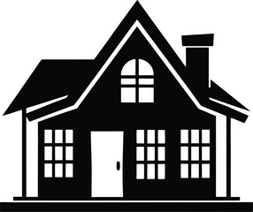 Home Silhouette Vector, Home Icon Symbol, House Black Vector Silhouette