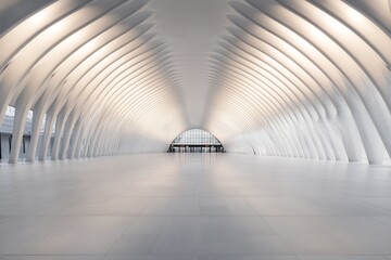 Modern subway station with sleek, futuristic design and lighting