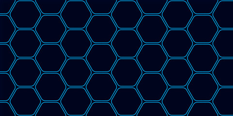 Sci-Fi Inspired Hexagonal Background for Gaming and AI Themes. Elegant Dark Blue Abstract Technology Hex Grid Wallpaper. 