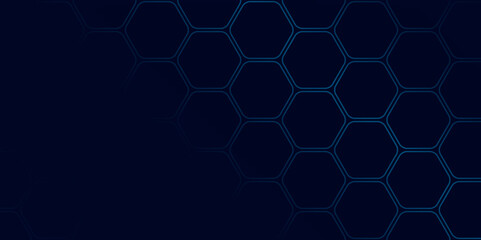 Minimalist Dark Blue Honeycomb Structure for Sci-Fi Design. Abstract Geometric Hexagon Pattern for Modern Digital Themes. Hexagon. Vector. Illustration. 