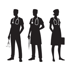 Heroic Surgeon silhouette, standing at the frontline of medicine - Surgeon illustration - Minimalist Surgeon vector - Profession silhouette
