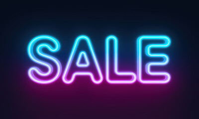 Vibrant neon SALE sign with glowing blue and pink colors for promotional advertising