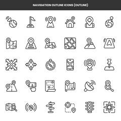 Fototapeta premium Navigation Outline Icons - Outline