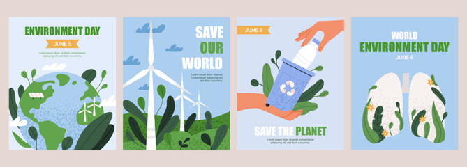 Naklejka premium World environment day poster set