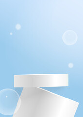 Abstract scene on a blue sky. Geometry shape podium background.