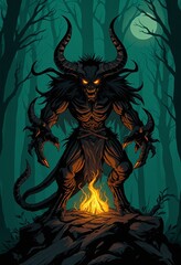 Fototapeta premium Enigmatic Forest Demon Spirit Illustration